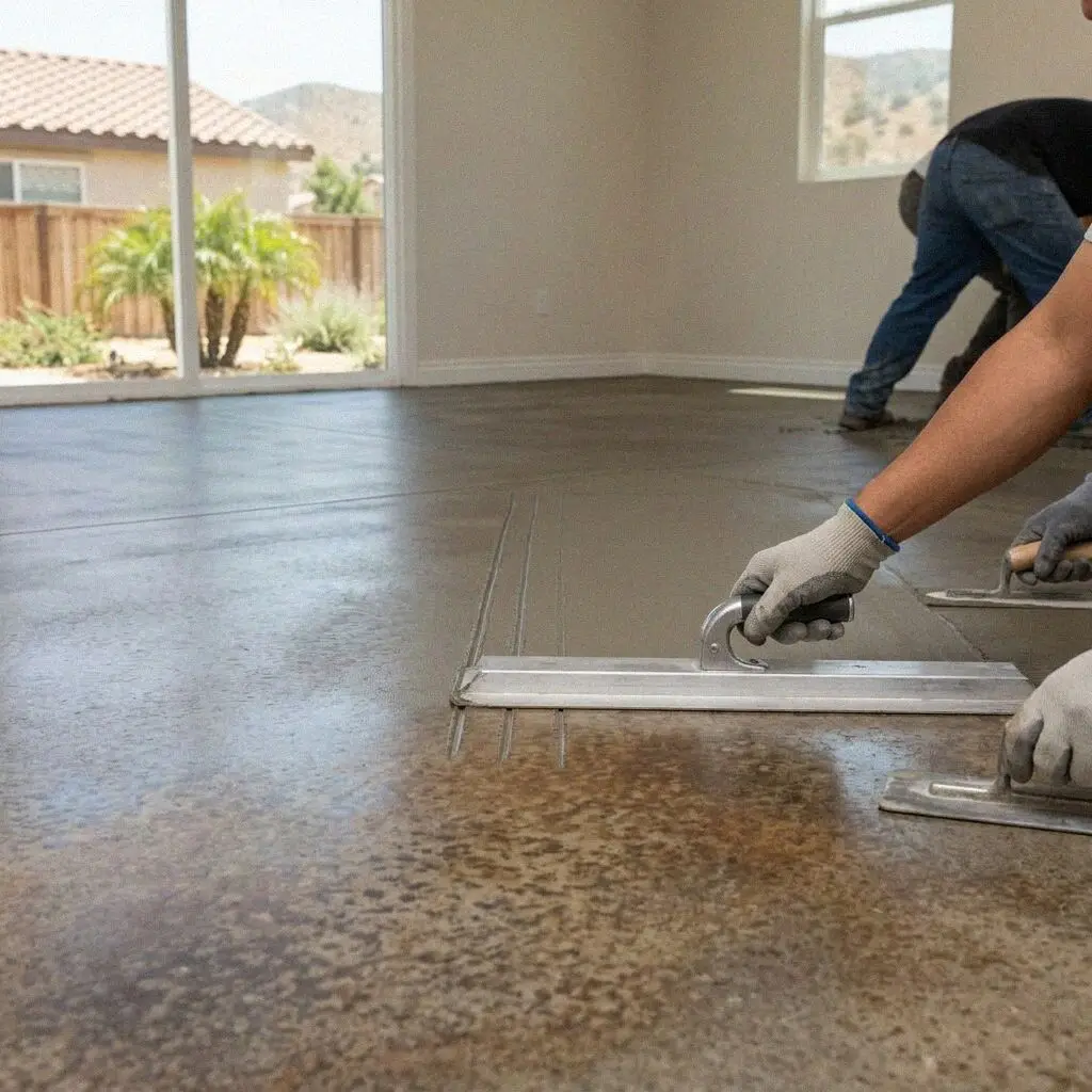 Crew sealing a vapor retarder before an interior slab pour in Mira Loma